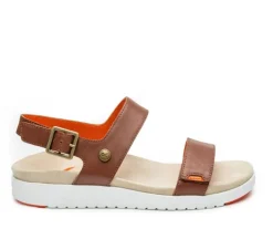 Sandals>KURU Footwear GLIDE Walnutbrown-bloodorange