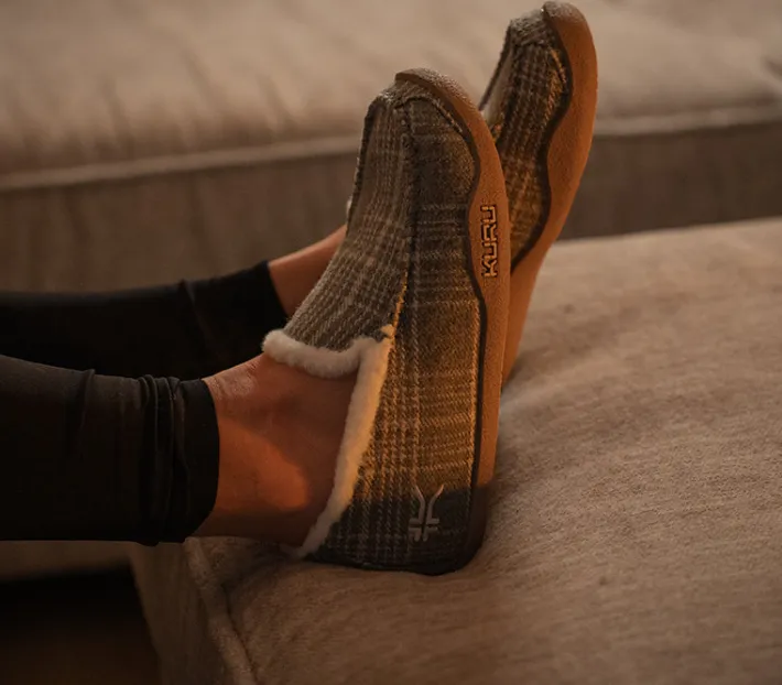 Slip-Ons|Slippers>KURU Footwear LOFT Grayplaid-capuccino